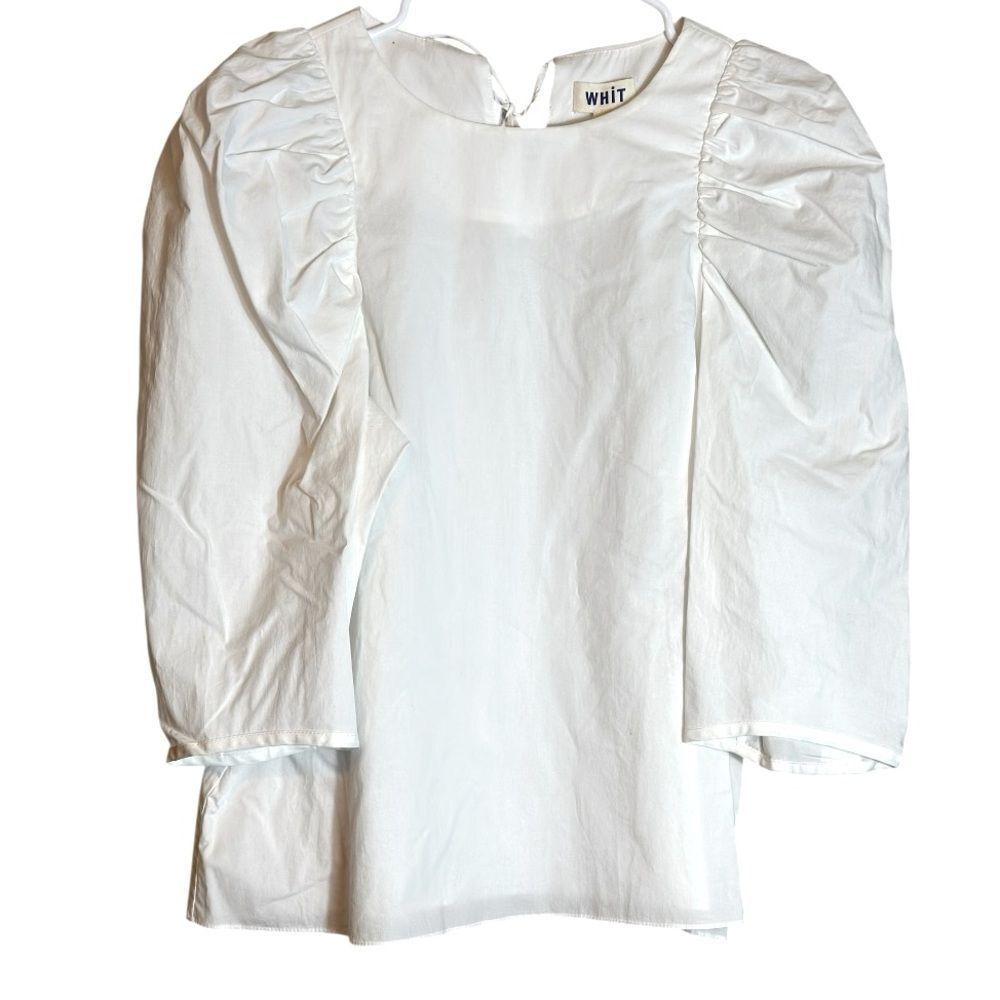 WHIT‎ White Puff Sleeve Blouse Size Small 📦